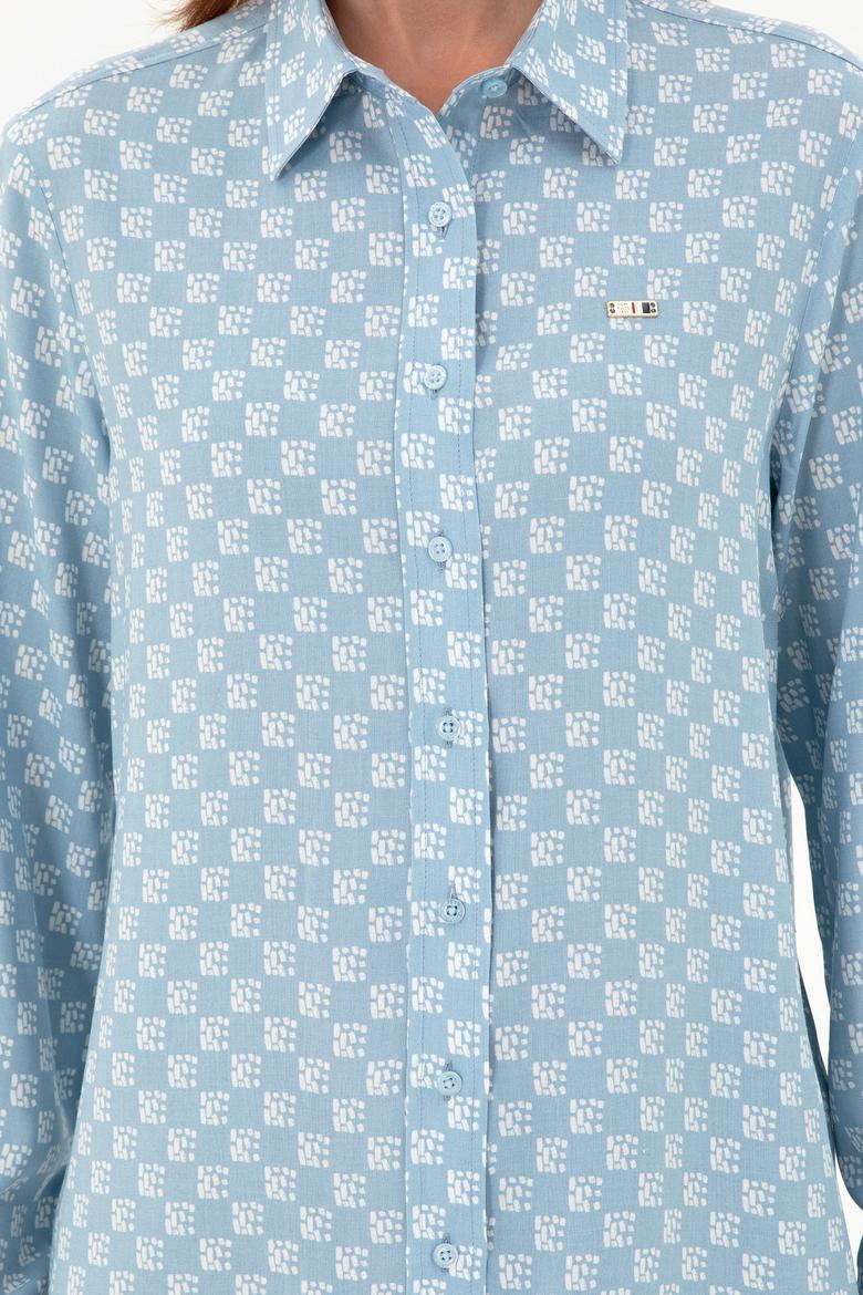 Kadın Açık Mavi Uzun Kollu Gömlek - 50297105002