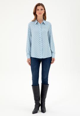 Kadın Açık Mavi Uzun Kollu Gömlek - 50297105002
