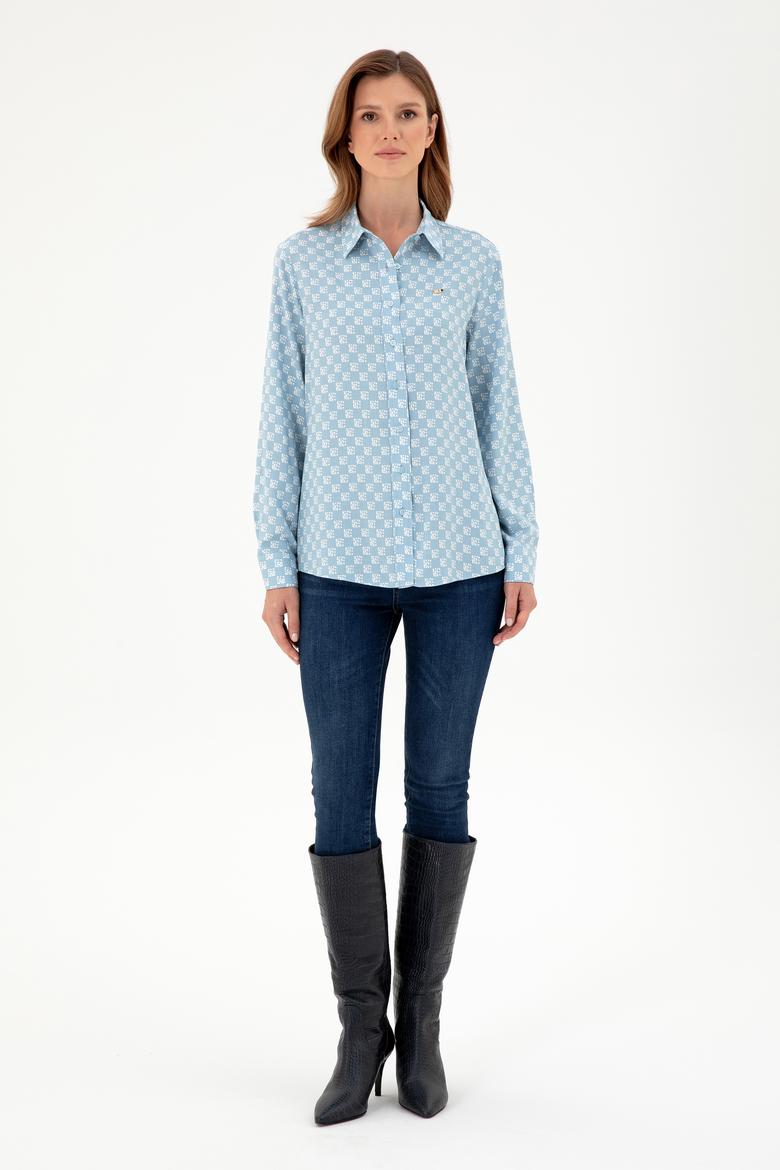 Kadın Açık Mavi Uzun Kollu Gömlek - 50297105002