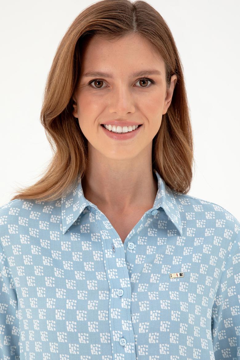 Kadın Açık Mavi Uzun Kollu Gömlek - 50297105002