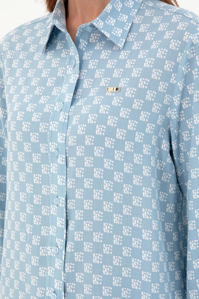 Kadın Açık Mavi Uzun Kollu Gömlek - 50297105002