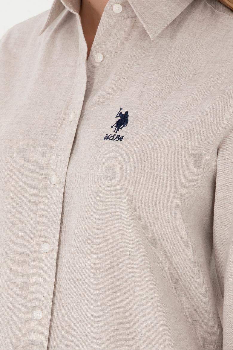 Kadın Ekru Uzun Kollu Gömlek - 50297012014