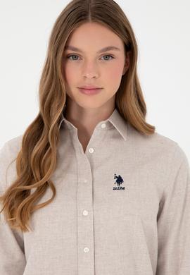 Kadın Ekru Uzun Kollu Gömlek - 50297012014