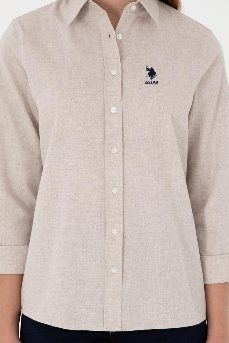 Kadın Ekru Uzun Kollu Gömlek - 50297012014