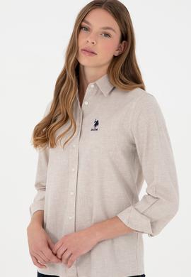 Kadın Ekru Uzun Kollu Gömlek - 50297012014