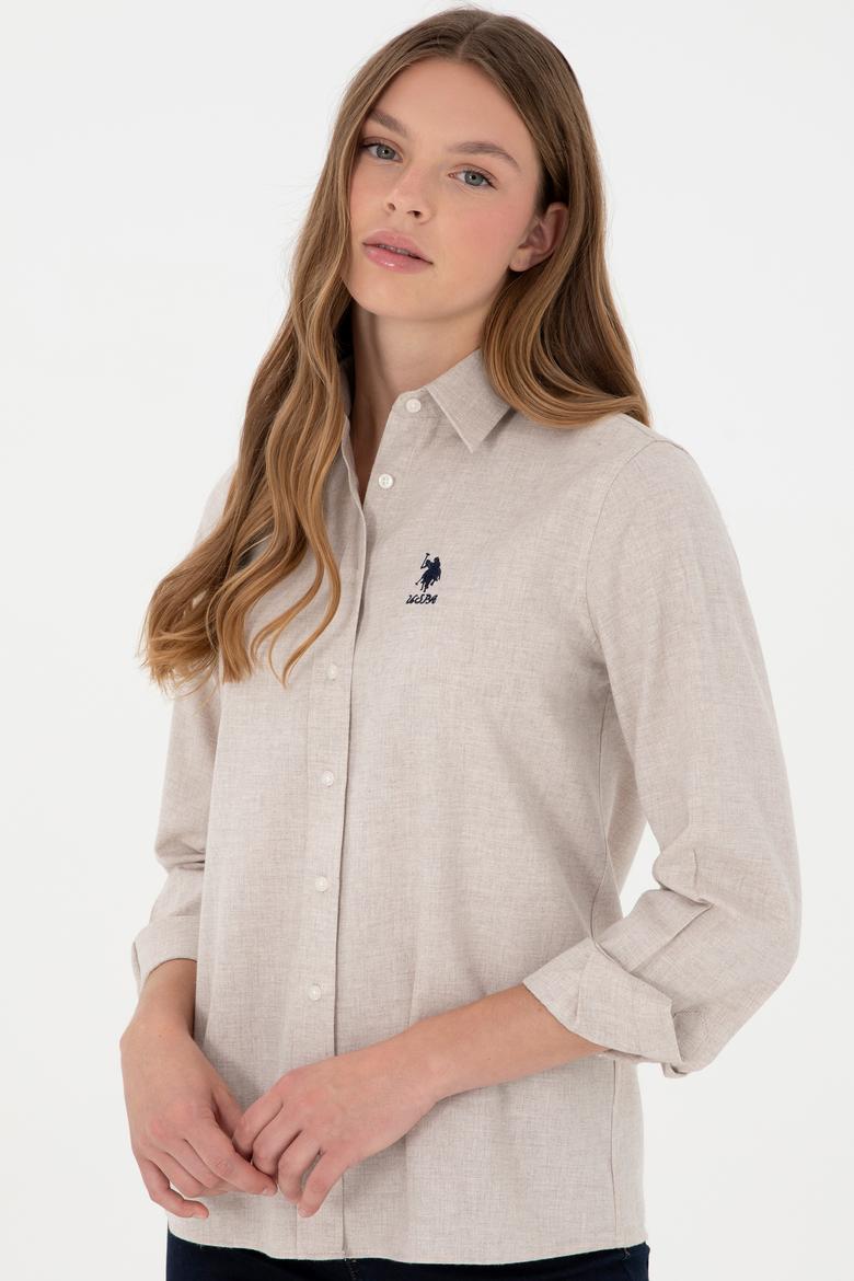 Kadın Ekru Uzun Kollu Gömlek - 50297012014