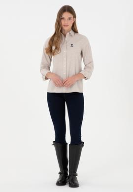 Kadın Ekru Uzun Kollu Gömlek - 50297012014