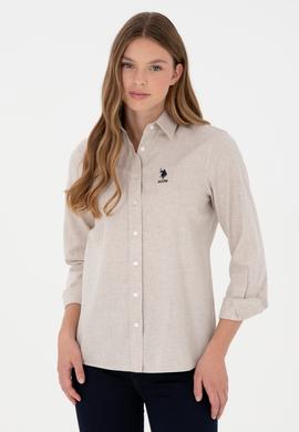 Kadın Ekru Uzun Kollu Gömlek - 50297012014