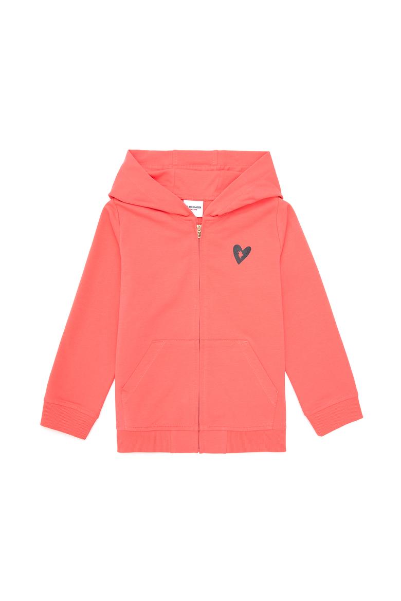 Kız Çocuk Nar Çiçeği Fermuarlı Sweatshirt