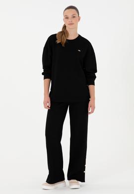 Kadın Siyah Bisiklet Yaka Sweatshirt - 50297369010