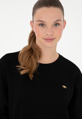 Kadın Siyah Bisiklet Yaka Sweatshirt - 50297369010