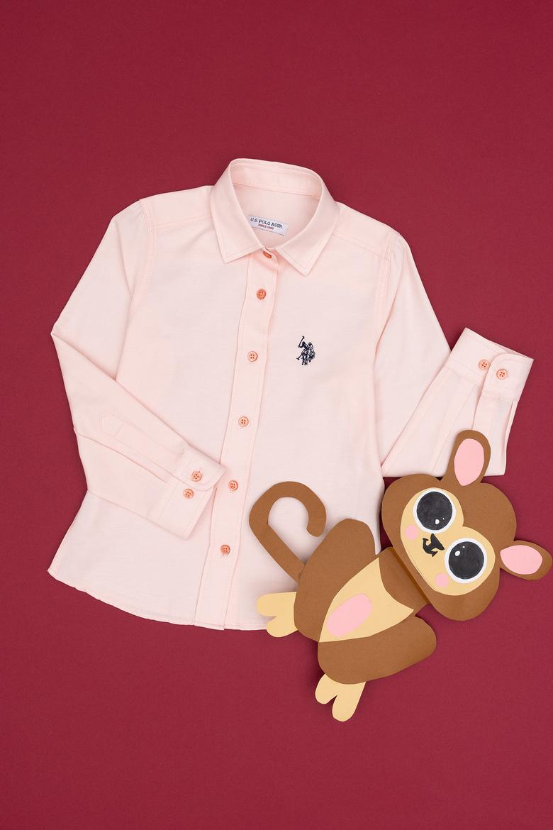 Kız Çocuk Somon Uzun Kollu Gömlek