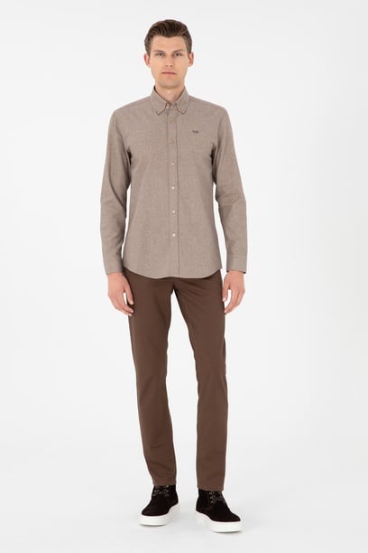 Erkek Slim Fit Coconut Kanvas Pantolon