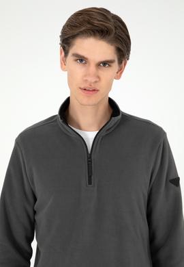 Erkek Yarım Fermuarlı Antrasit Basic Polar Sweatshirt - 50298085007
