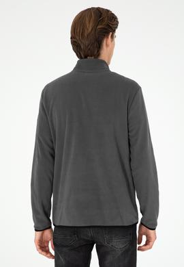 Erkek Yarım Fermuarlı Antrasit Basic Polar Sweatshirt - 50298085007
