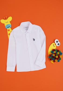 Erkek Çocuk Beyaz Uzun Kollu Basic Gömlek - 50297377016