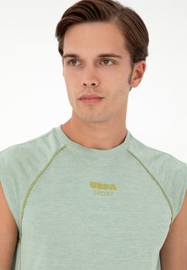 Erkek Oversize Fit Bisiklet Yaka Yeşili Tişört - 50282490003