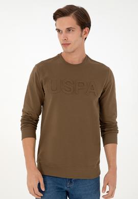 Erkek Regular Fit Bisiklet Yaka Haki Basic Sweatshirt - 50289058128