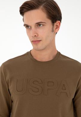 Erkek Regular Fit Bisiklet Yaka Haki Basic Sweatshirt - 50289058128