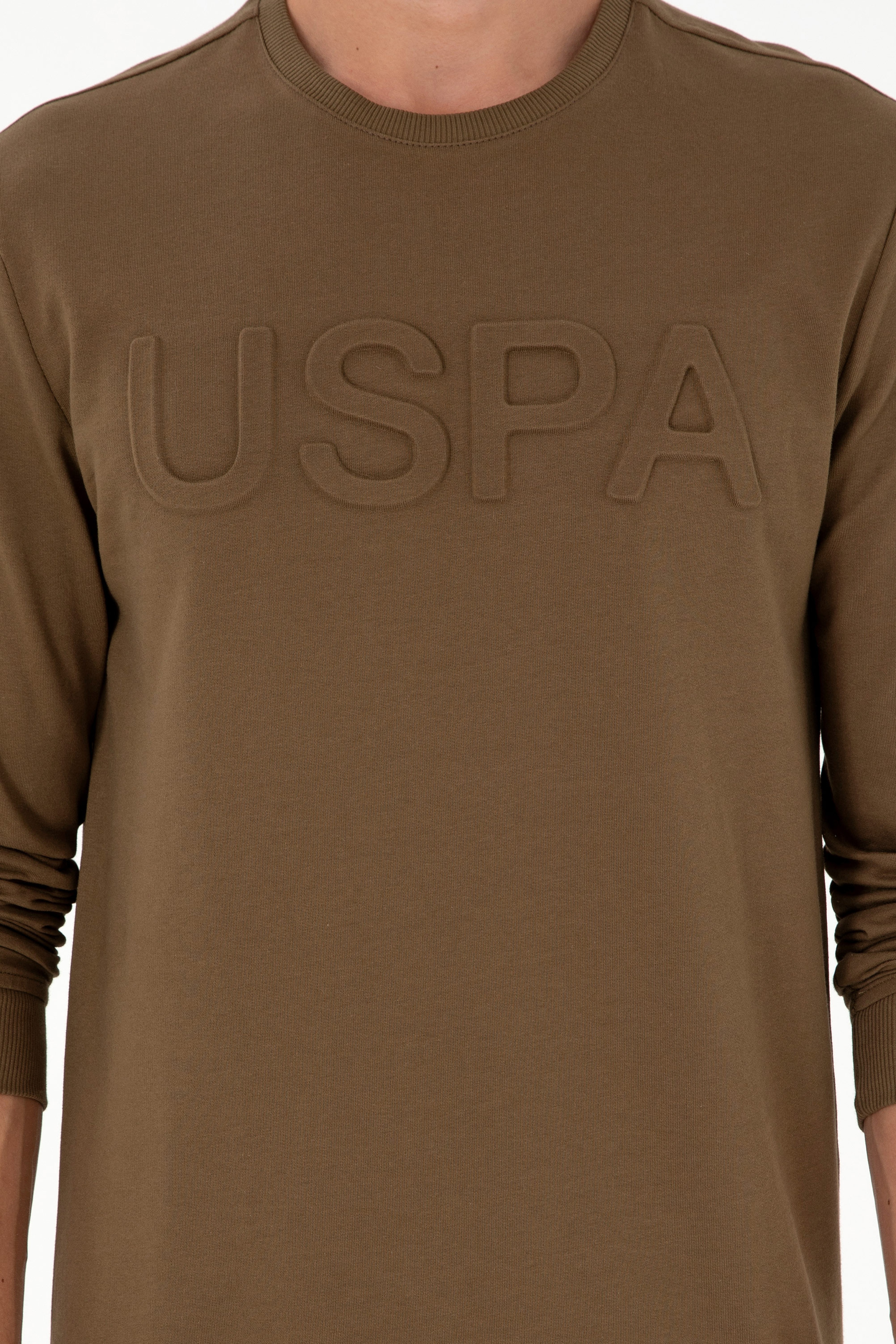 Erkek Regular Fit Bisiklet Yaka Haki Basic Sweatshirt - Image 6