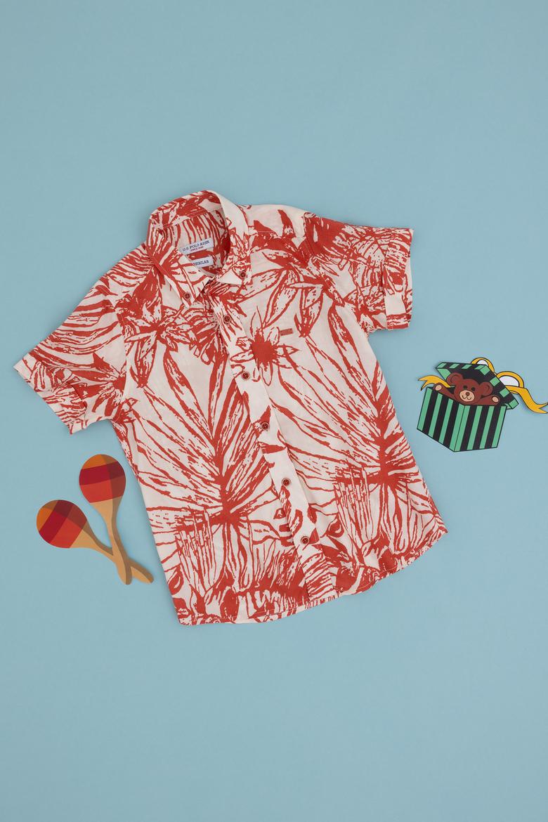 Erkek Çocuk Pudra Kısa Kollu Gömlek