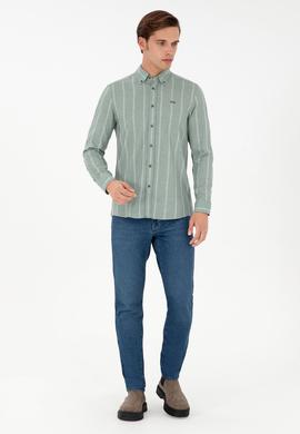 Erkek Koyu Yeşil Uzun Kollu Gömlek - 50292322004