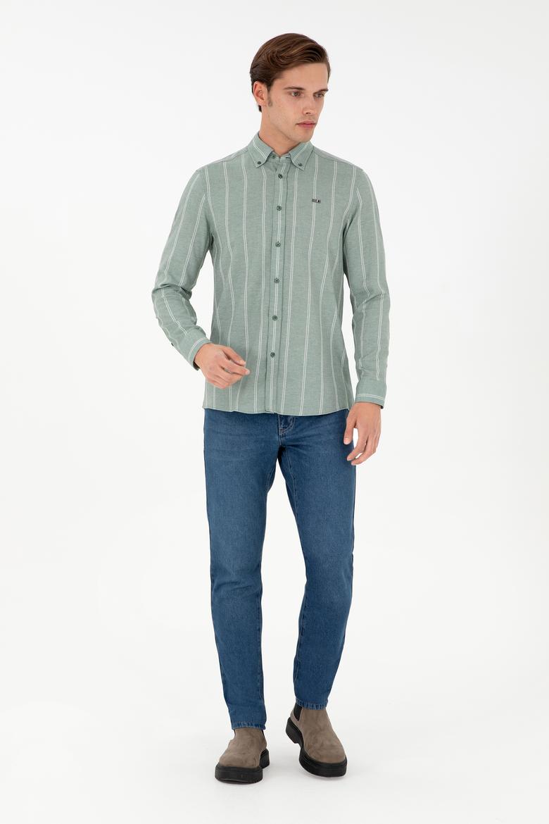 Erkek Koyu Yeşil Uzun Kollu Gömlek - 50292322004