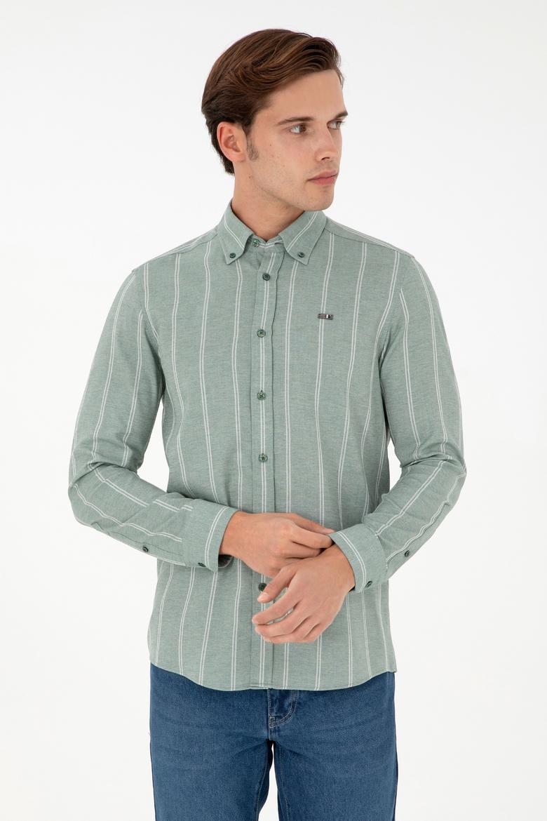 Erkek Koyu Yeşil Uzun Kollu Gömlek