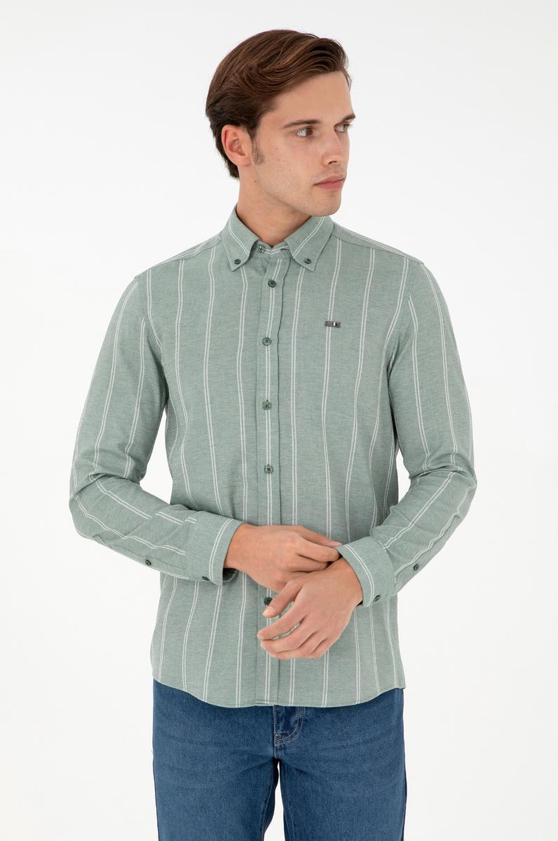 Erkek Koyu Yeşil Uzun Kollu Gömlek