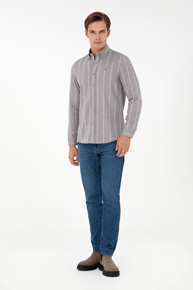 Erkek Gri Uzun Kollu Gömlek - 50292322012