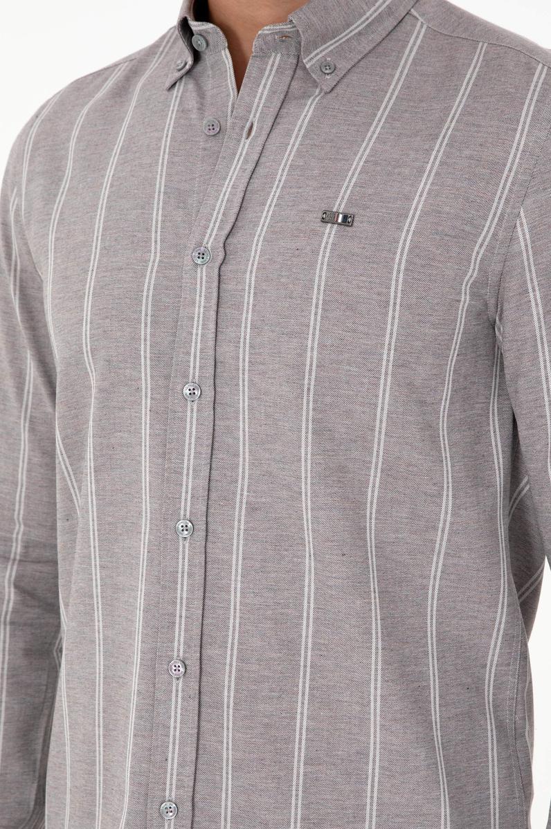 Erkek Gri Uzun Kollu Gömlek