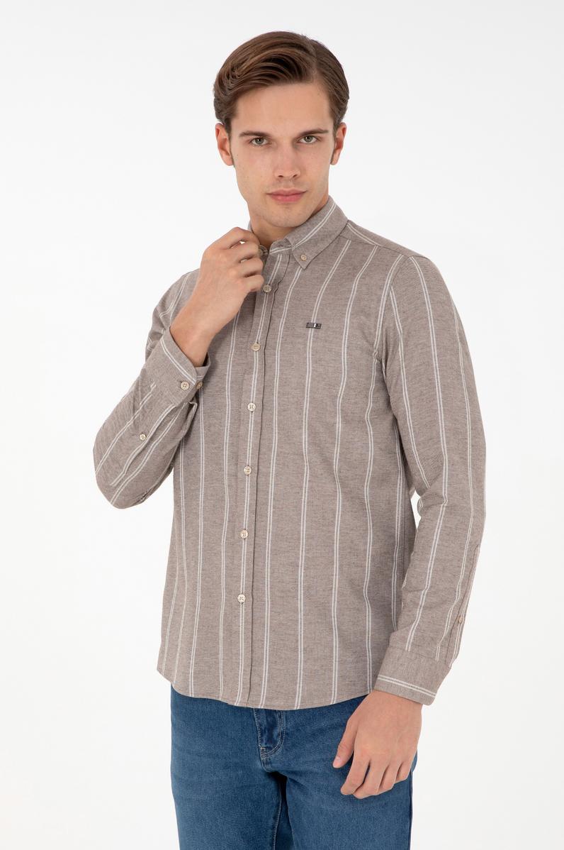 Erkek Kahverengi Uzun Kollu Gömlek