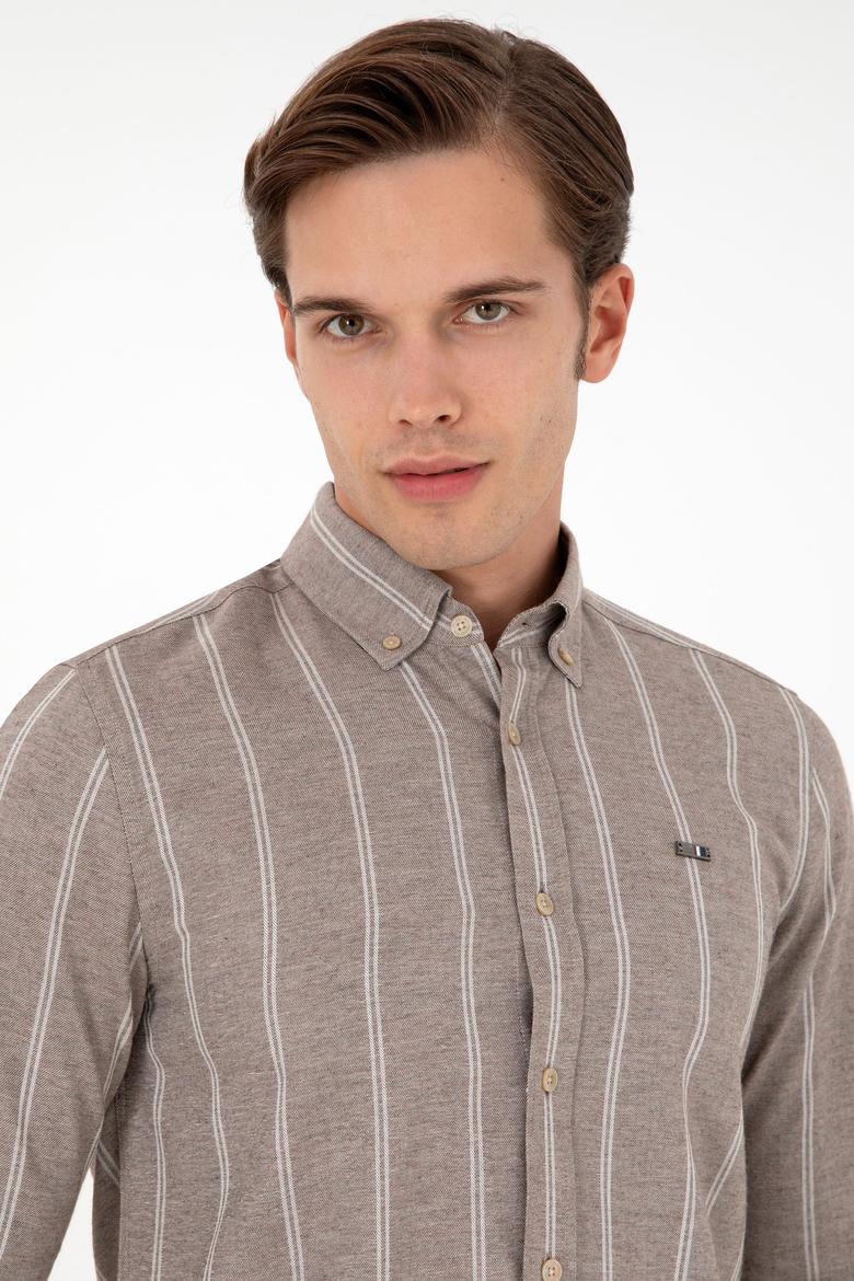Erkek Kahverengi Uzun Kollu Gömlek - 50292322019