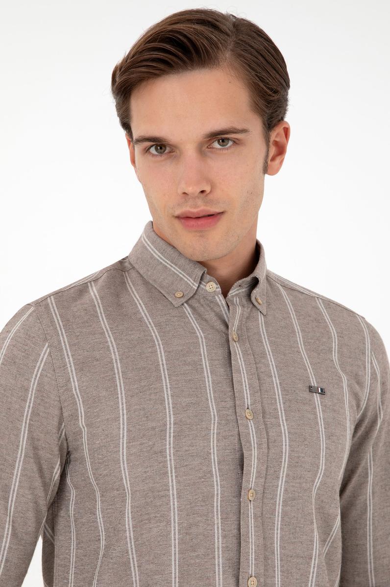 Erkek Kahverengi Uzun Kollu Gömlek