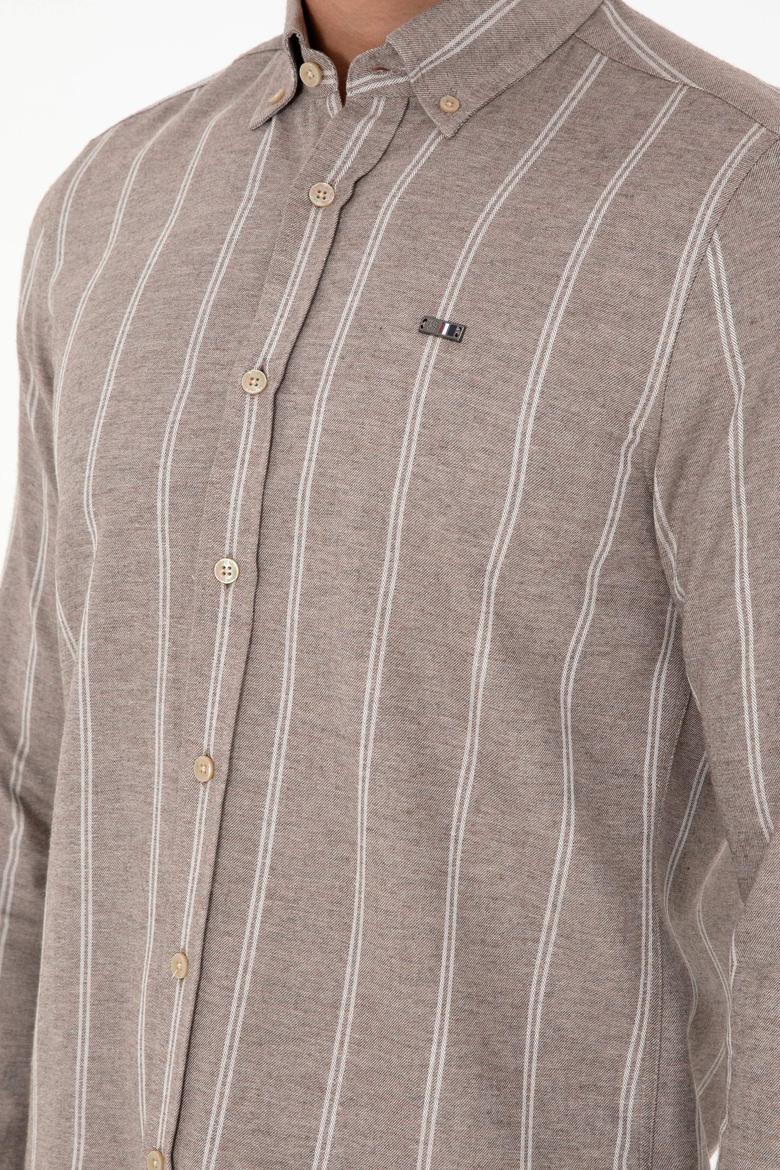 Erkek Kahverengi Uzun Kollu Gömlek - 50292322019