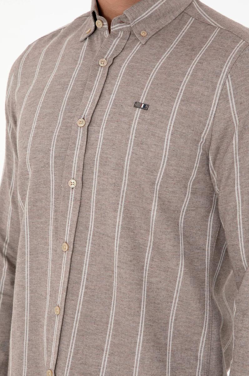 Erkek Kahverengi Uzun Kollu Gömlek