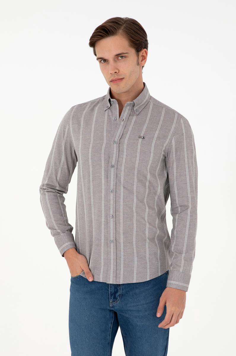 Erkek Gri Uzun Kollu Gömlek