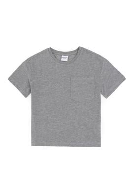 Erkek Çocuk Gri Melanj Bisiklet Yaka Tişört - 50295428093