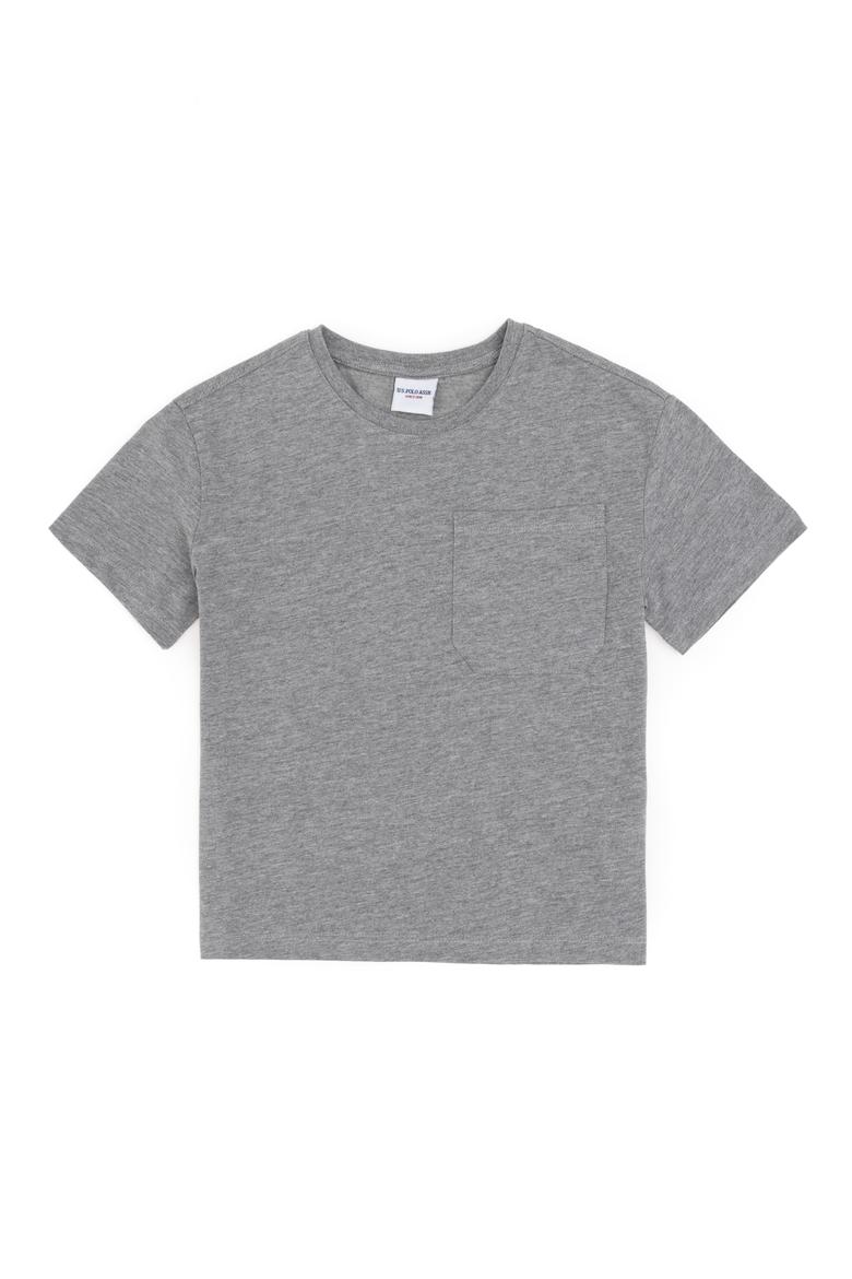 Erkek Çocuk Gri Melanj Bisiklet Yaka Tişört - 50295428093