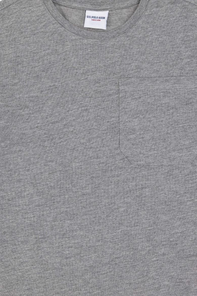 Erkek Çocuk Gri Melanj Bisiklet Yaka Tişört - 50295428093