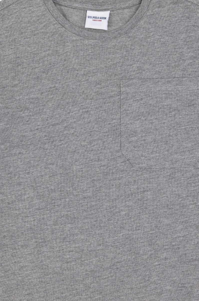 Erkek Çocuk Gri Melanj Bisiklet Yaka Tişört