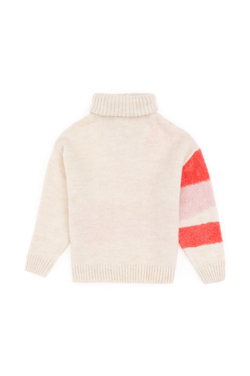 Kız Çocuk Krem Fermuarlı Kazak