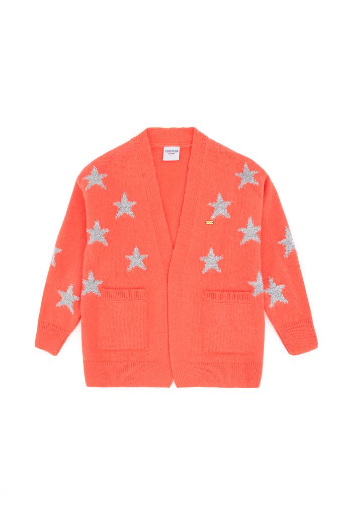 Kız Çocuk Nar Çiçeği V Yaka Triko Hırka