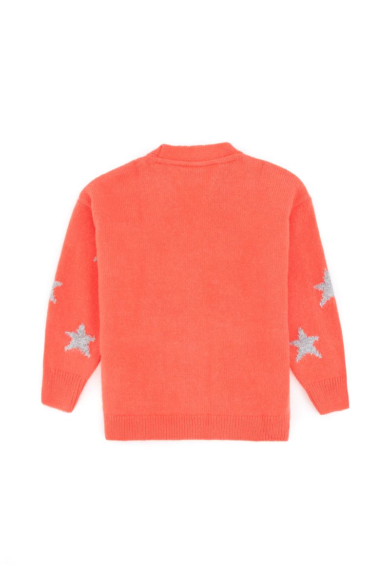 Kız Çocuk Nar Çiçeği V Yaka Triko Hırka