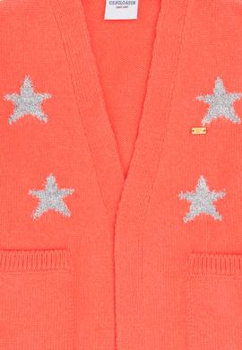 Kız Çocuk Nar Çiçeği V Yaka Triko Hırka - 50293107029