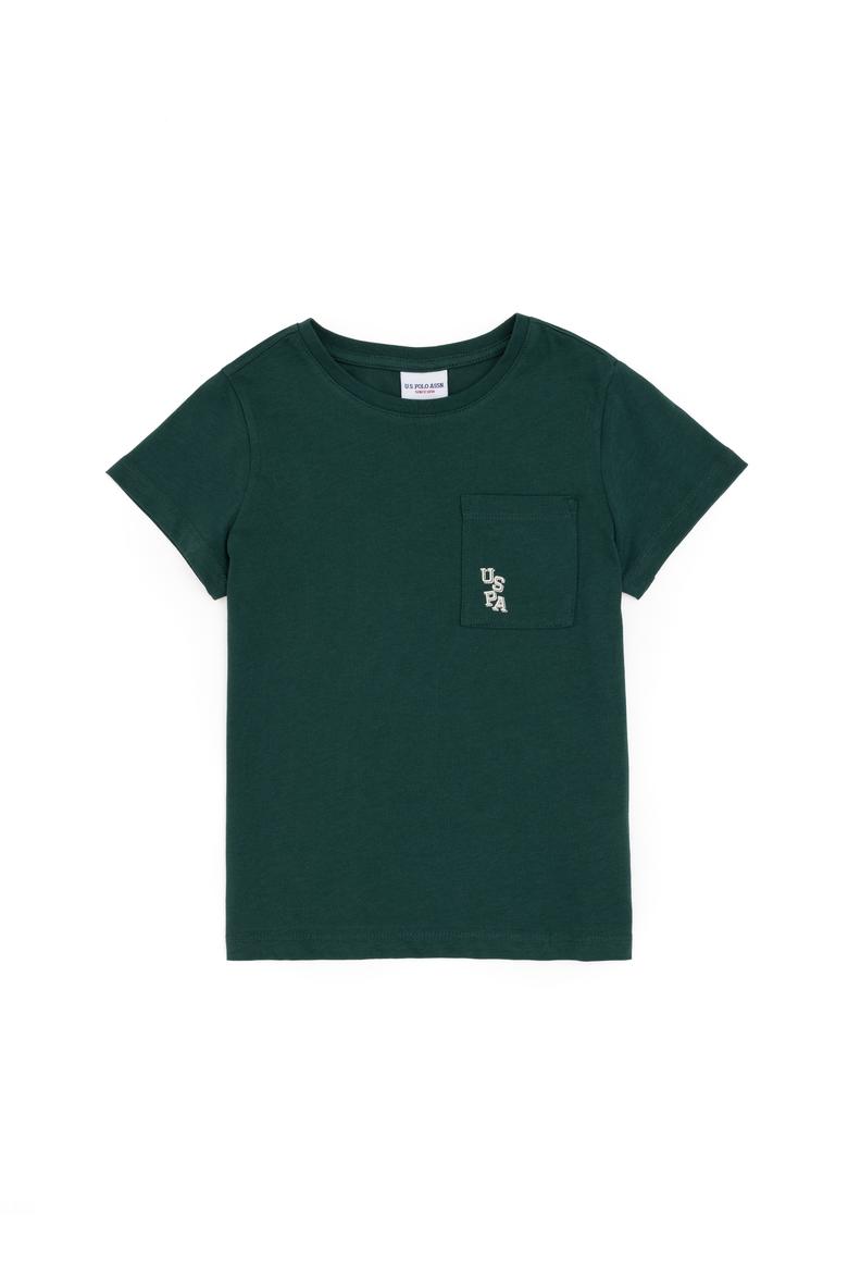 Erkek Çocuk Koyu Yeşil Bisiklet Yaka Tişört