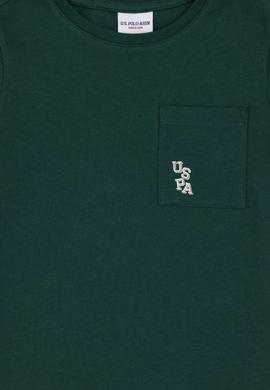 Erkek Çocuk Koyu Yeşil Bisiklet Yaka Tişört - 50298096044