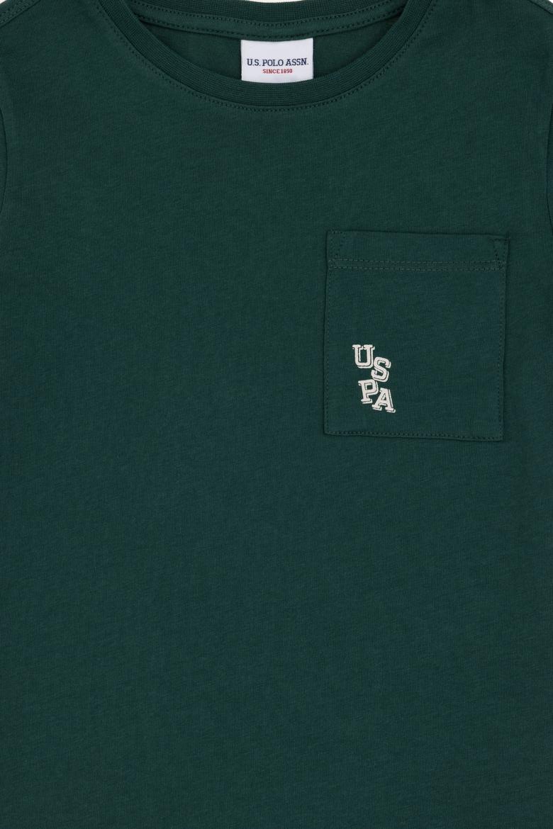 Erkek Çocuk Koyu Yeşil Bisiklet Yaka Tişört - 50298096044