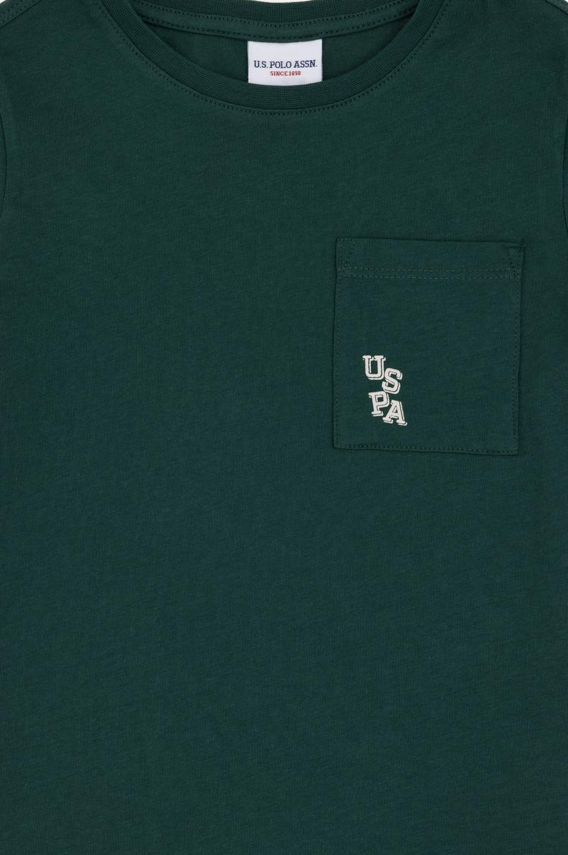 Erkek Çocuk Koyu Yeşil Bisiklet Yaka Tişört