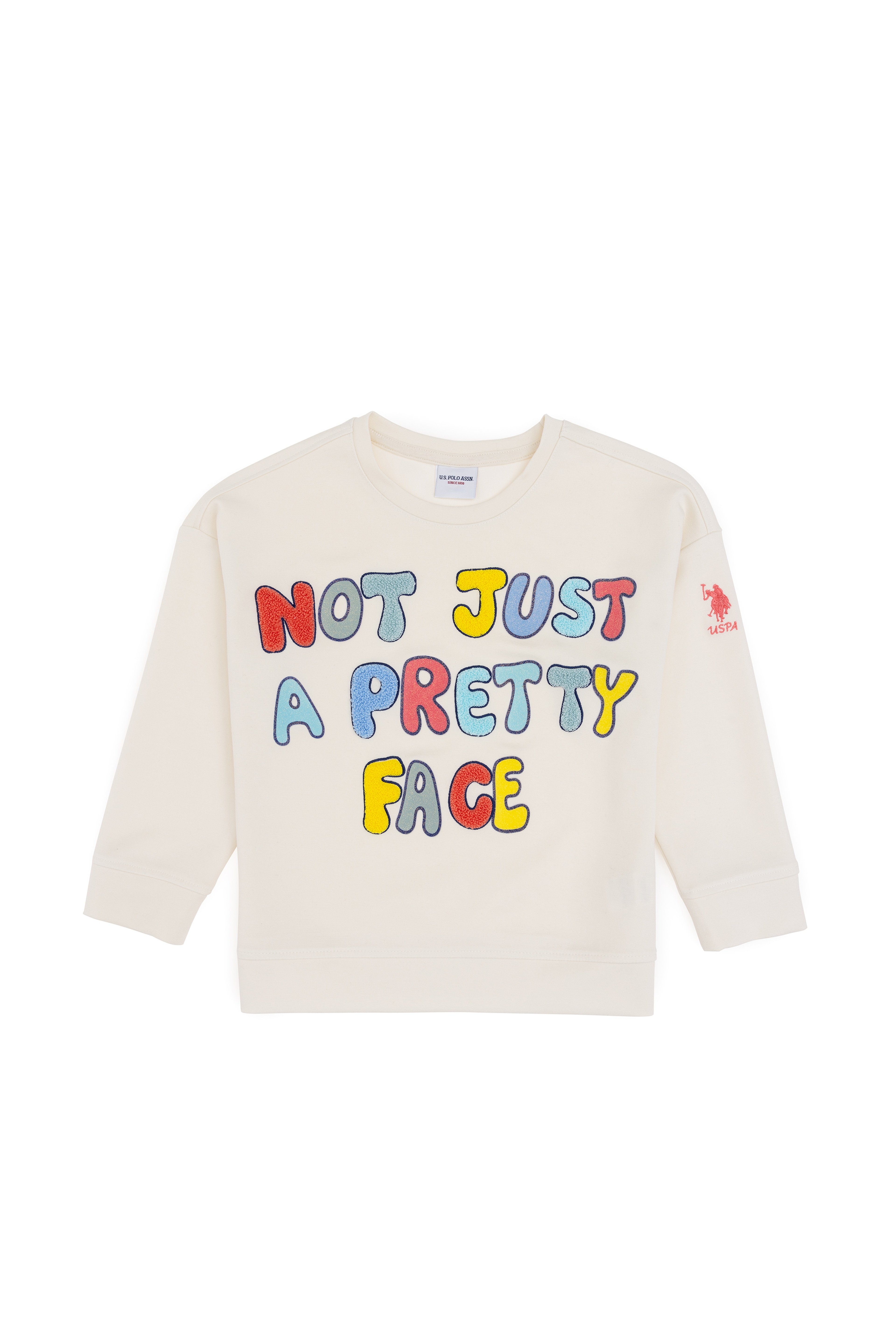 Kız Çocuk Krem Bisiklet Yaka Sweatshirt - Image 2